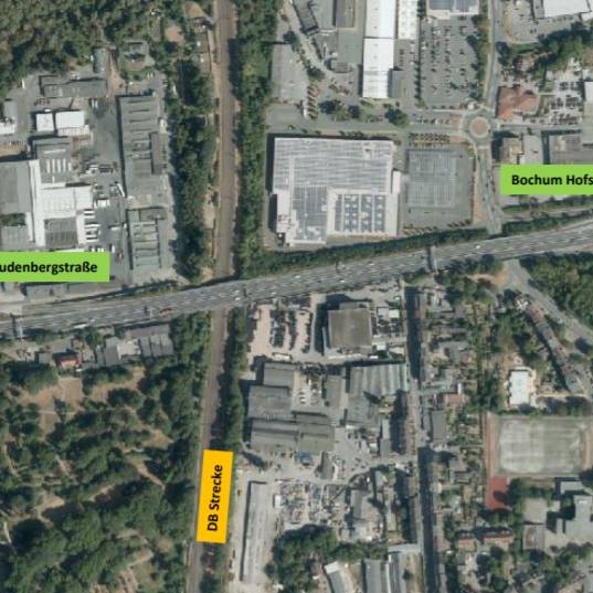 A40-Brücke am Schlachthof Bochum von oben