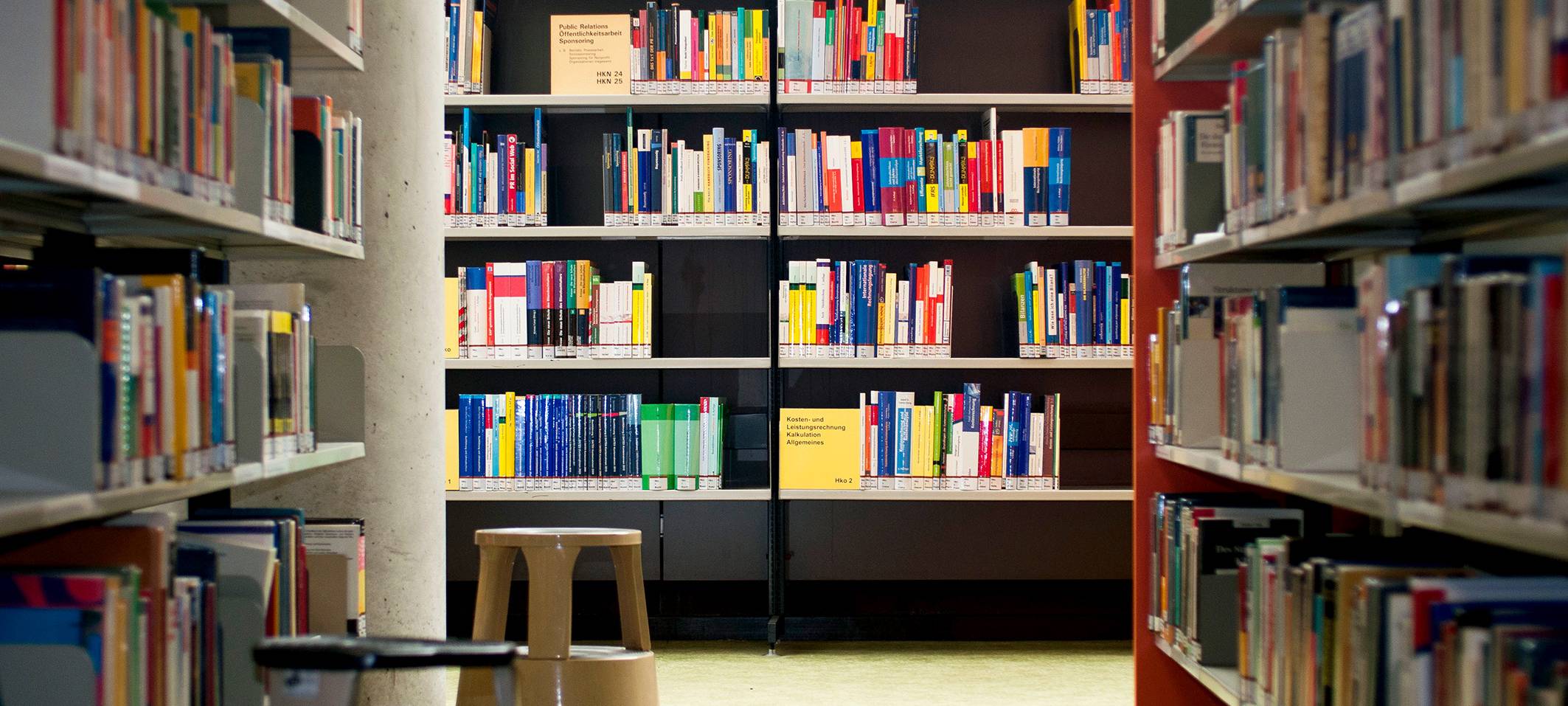 Große Regale voller Bücher