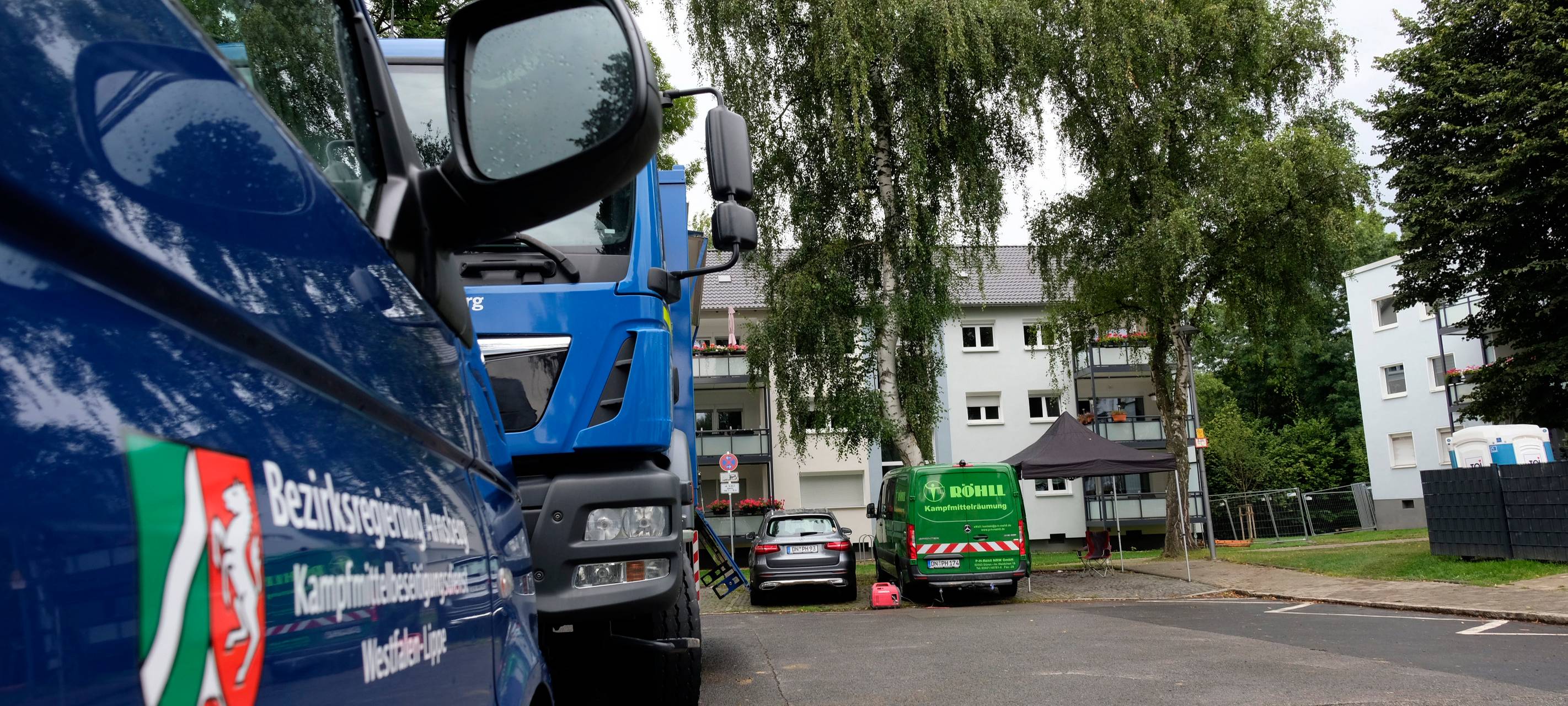 Das Gebiet an der Königsberger Straße wird auf Bomben aus dem zweiten Weltkrieg untersucht am Donnerstag, 19. August 2021
