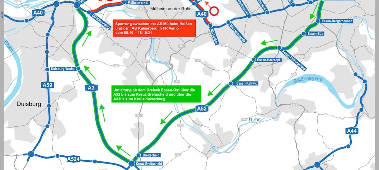 A40: Sperrung in den Herbstferien