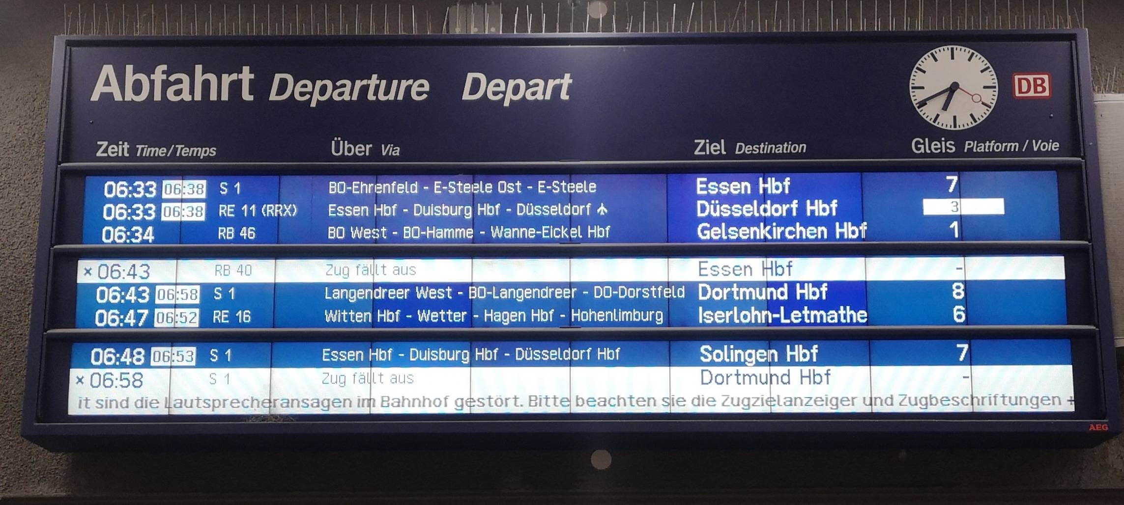 Deutsche Bahn: Einschränkungen bei S1 in Bochum