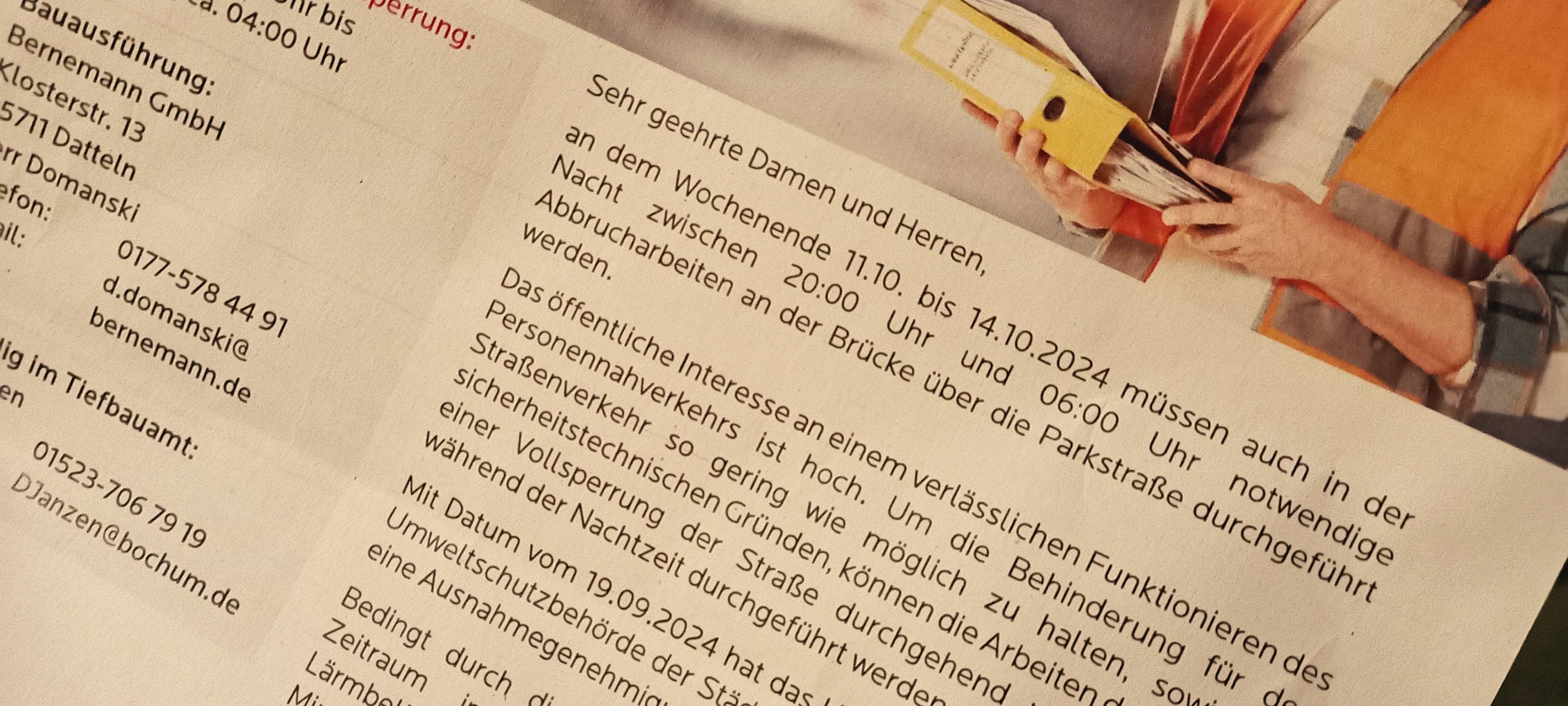 Abriss der Brücke über der Parkstraße