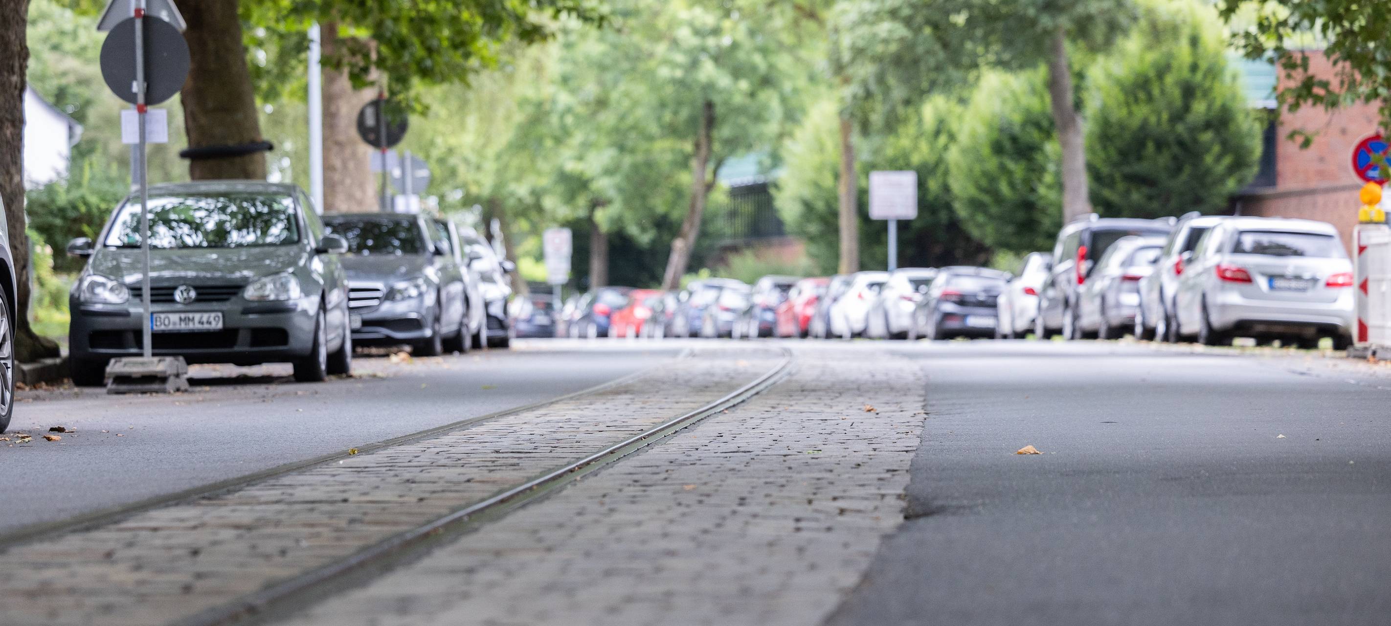 Gleisausbau auf Engelsburger Straße in Bochum