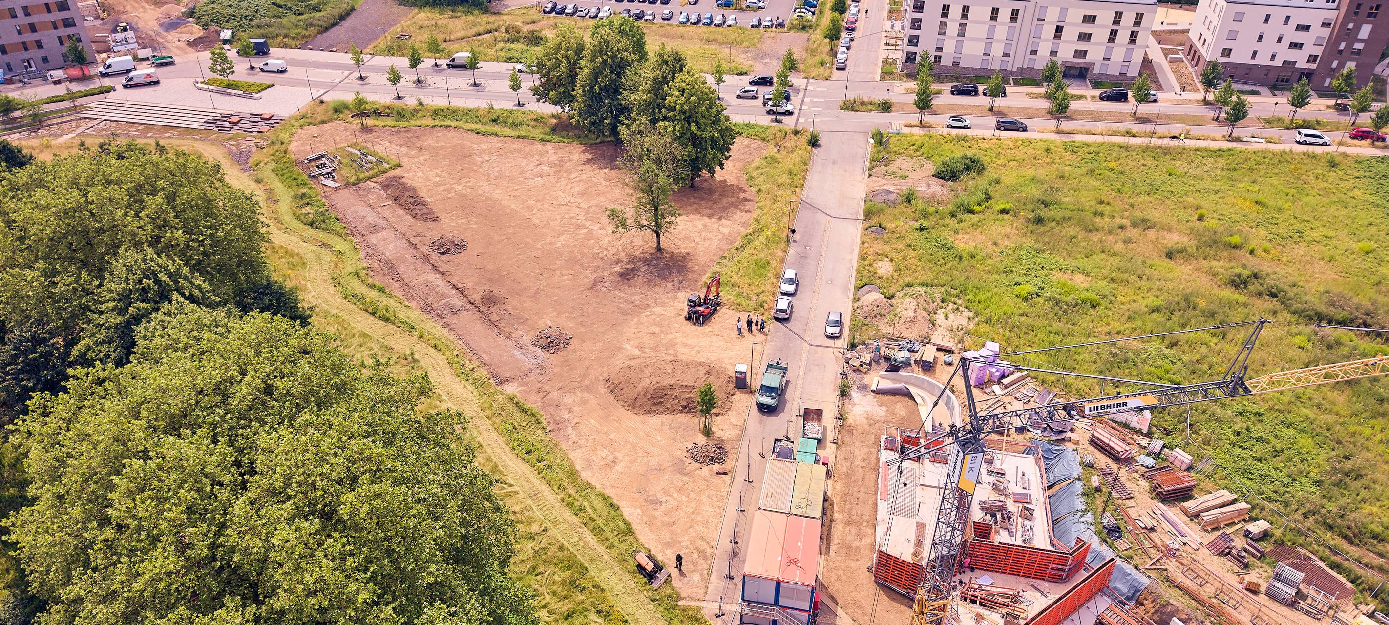 Wasserspielplatz im Ostpark in Bochum wird gebaut