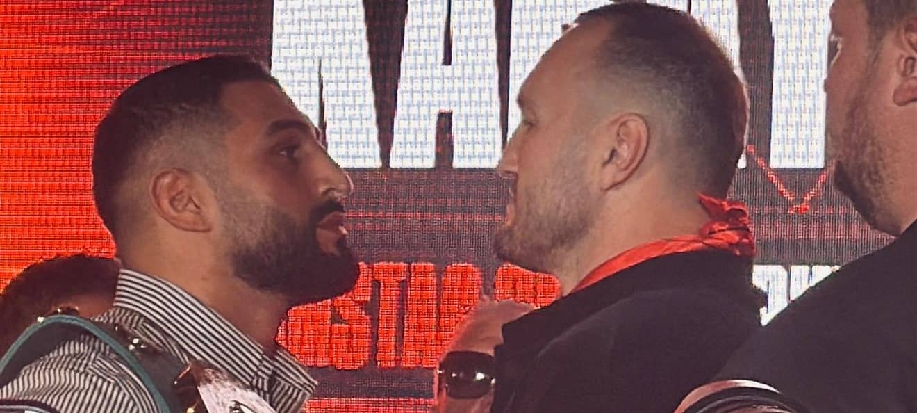 Auge in Auge vor dem WM-Duell: Agit Kabayel und Herausforderer Nelson Hysa sind als Profis noch ungeschlagen und treffen am 28. November in der Düsseldorfer Merkur Spiel-Arena aufeinander.