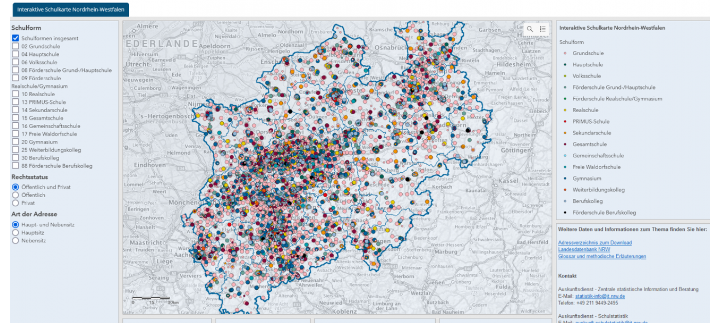Interaktive Karte Schulen in NRW