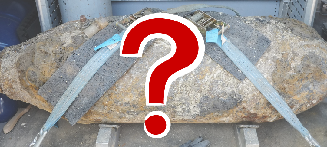 Bombe mit rotem Fragezeichen