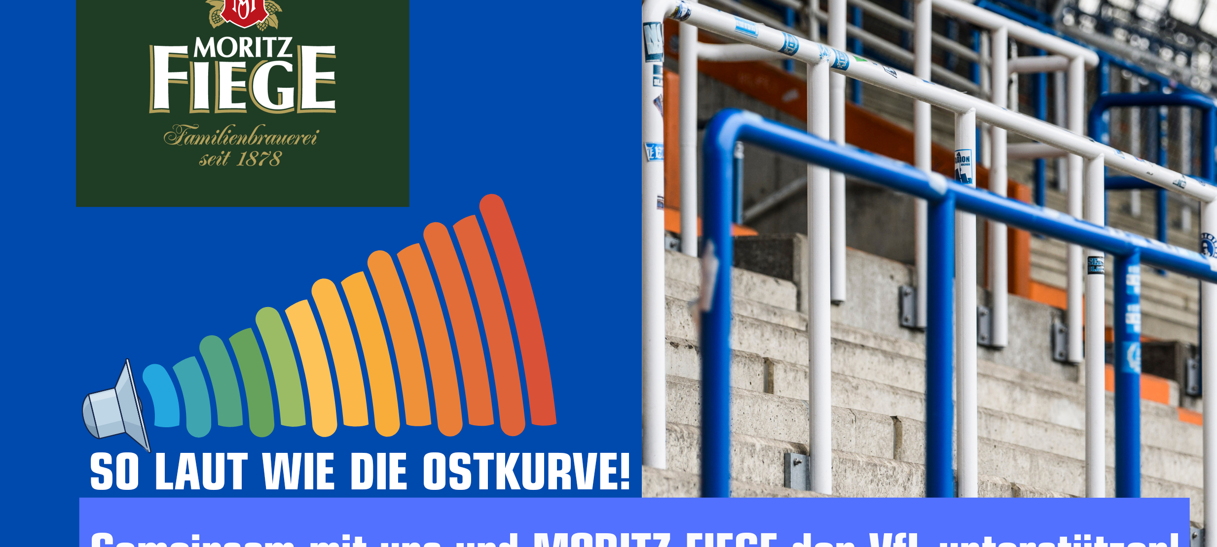 Leere Ostkurve, immer wenn der VfL Bochum nicht zuhause spielt. Das wollen wir ändern! Wir wollen gemeinsam mit euch mindestens genau so laut sein, wie die Ostkurve!